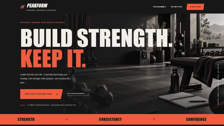 PeakForm Coaching website design